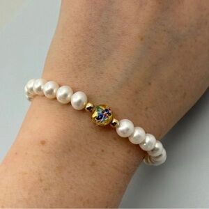14k gold Murano Glass Real Pearls Made in Italy Bracelet